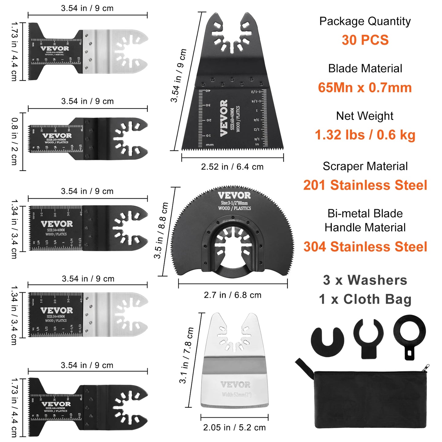 SucceBuy 30PCS Multi Tool Blades Kits Universal Release Oscillating Multi-Function Renovator Saw Blades for Dewalt Craftsman - ShoreCo.Shop