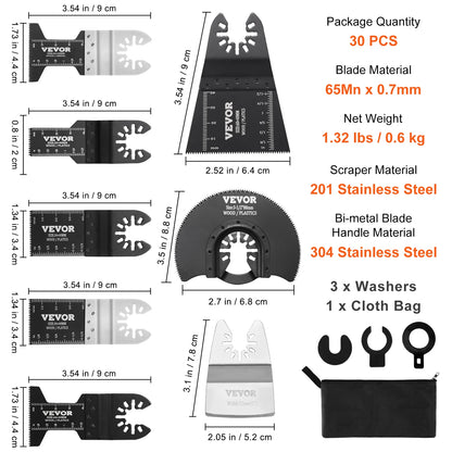 SucceBuy 30PCS Multi Tool Blades Kits Universal Release Oscillating Multi-Function Renovator Saw Blades for Dewalt Craftsman - ShoreCo.Shop