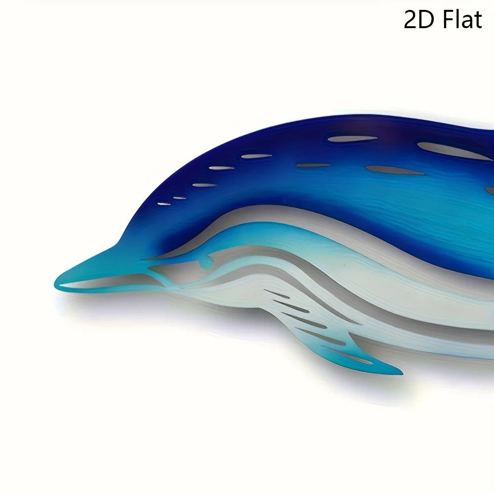 Metallic Blue Dolphin Wall Art - Marine Home Decor    Your Coastal Marketplace | Shoreshopper.com