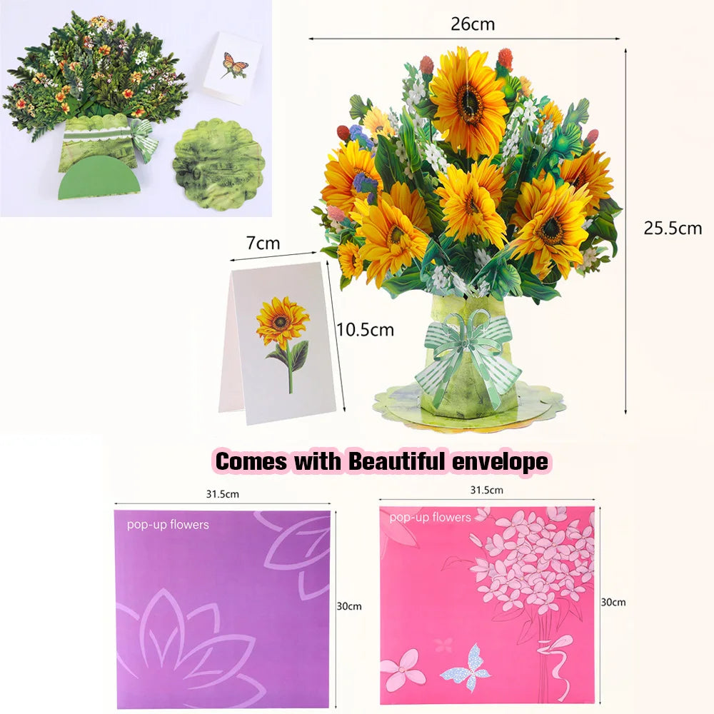 3D Creative Bouquet Gift Card for Mother Father Wife Friends Blessing Card Gift for Mothers Fathers Day Thank You Greeting Cards    Your Coastal Marketplace | Shoreshopper.com
