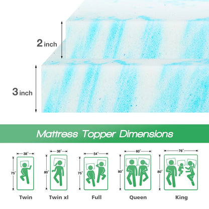 JHK 2 Inch Gel Memory Foam Mattress Topper Full Size Cooling Mattress Soft and Breathable Bed Topper School Bedroom Furniture    Home Decor Supply | Online Retail | ShoreShopper.com