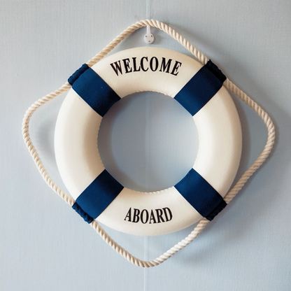 Mediterranean Style Welcome Decorative Red Blue Life Buoy Marine Beach Wall Hanging Decor Home Living Roome Decoration Crafts    Your Coastal Marketplace | Shoreshopper.com