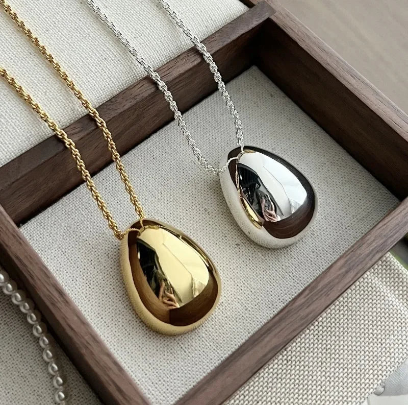 Modern Jewelry Simple Delicate Design Smooth Metal Teardrop Pendant Necklace For Women Female Party Gift Dropshipping    Home Decor Supply | Online Retail | ShoreShopper.com
