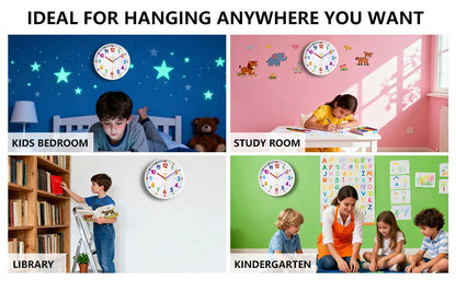 Early Education Wall Clock Colorful Number Kids Learning Time for School Classroom Bedrooms Silent Analog Clock 8/10/12 Inch    Home Decor Supply | Online Retail | ShoreShopper.com