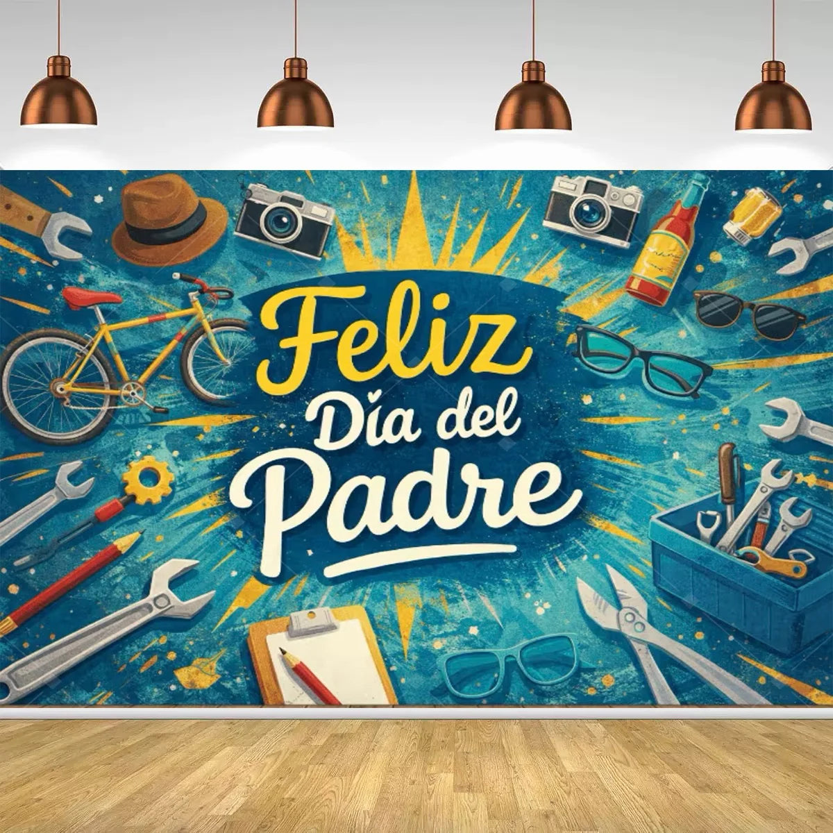 Spanish Feliz Dia Papa Backdrop Father's Day Photo Background Balloon Mustache Tie Banner Dad Party Decoration  Booth Props    Your Coastal Marketplace | Shoreshopper.com