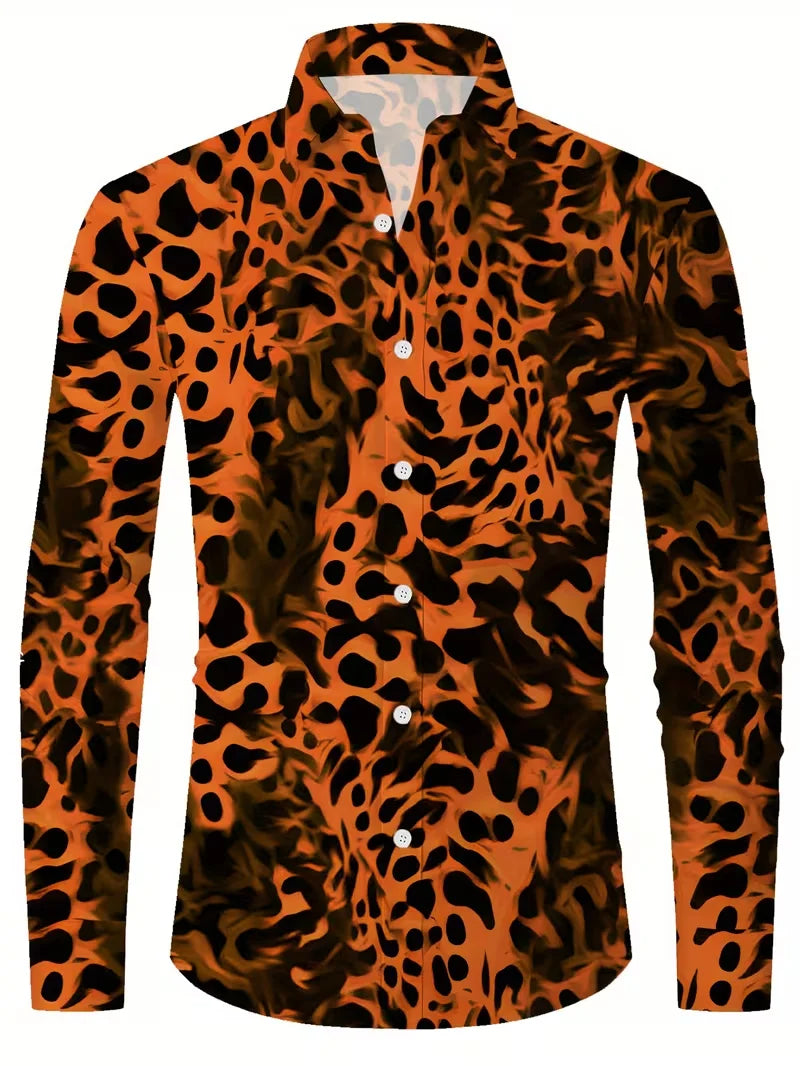 Luxury Floral Leopard Print Button-Down Shirt - Long Sleeve Paisley Business Casual Top    Home Decor Supply | Online Retail | ShoreShopper.com