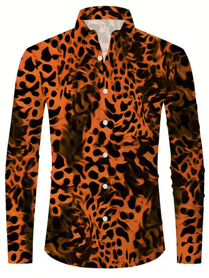 Luxury Floral Leopard Print Button-Down Shirt - Long Sleeve Paisley Business Casual Top    Home Decor Supply | Online Retail | ShoreShopper.com