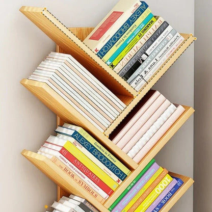 Tree-shaped Bookshelf Solid Wood Book Rack Floor-to-ceiling Space-saving Shelf Living Room Storage Shelf Display Shelf Household    Home Decor Supply | Online Retail | ShoreShopper.com