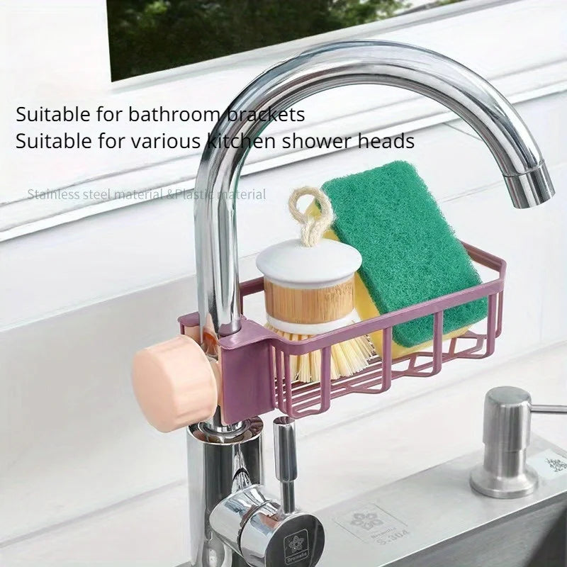 1 pc Lightweight faucet shelf - kitchen creative sink drain rack - non-perforated dishwashing rag sponge brush sink storage shel    Home Decor Supply | Online Retail | ShoreShopper.com
