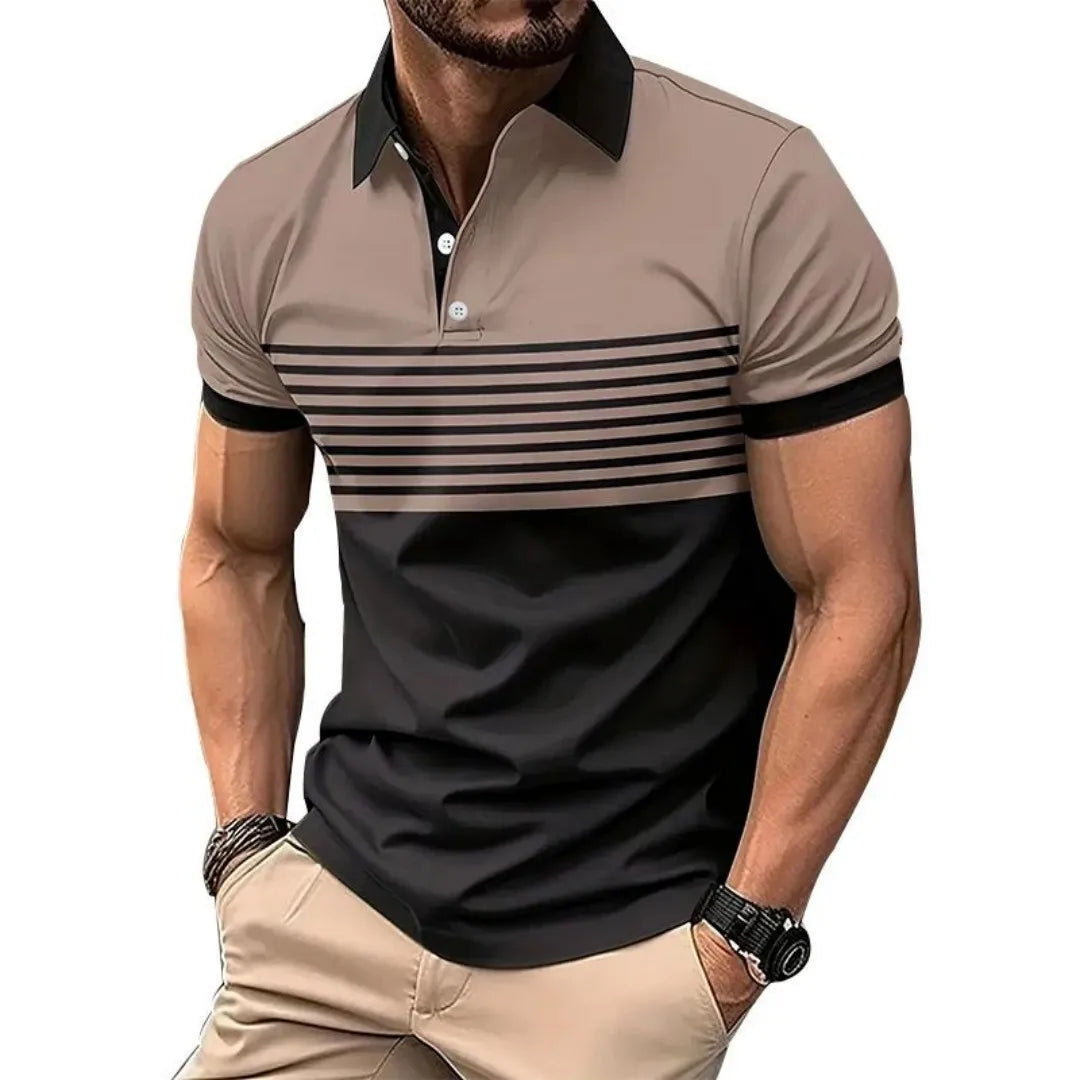 The 2025 summer new men's POLO shirt is a casual and fashionable striped printed street men's wear    Home Decor Supply | Online Retail | ShoreShopper.com
