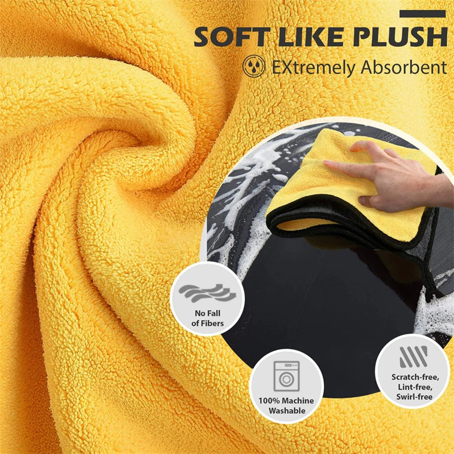 1/2/6pcs Microfiber Cleaning Towel Thicken Soft Drying Cloth Car Body Washing Towels Double Layer Clean Rags Car Accessories    Home Decor Supply | Online Retail | ShoreShopper.com