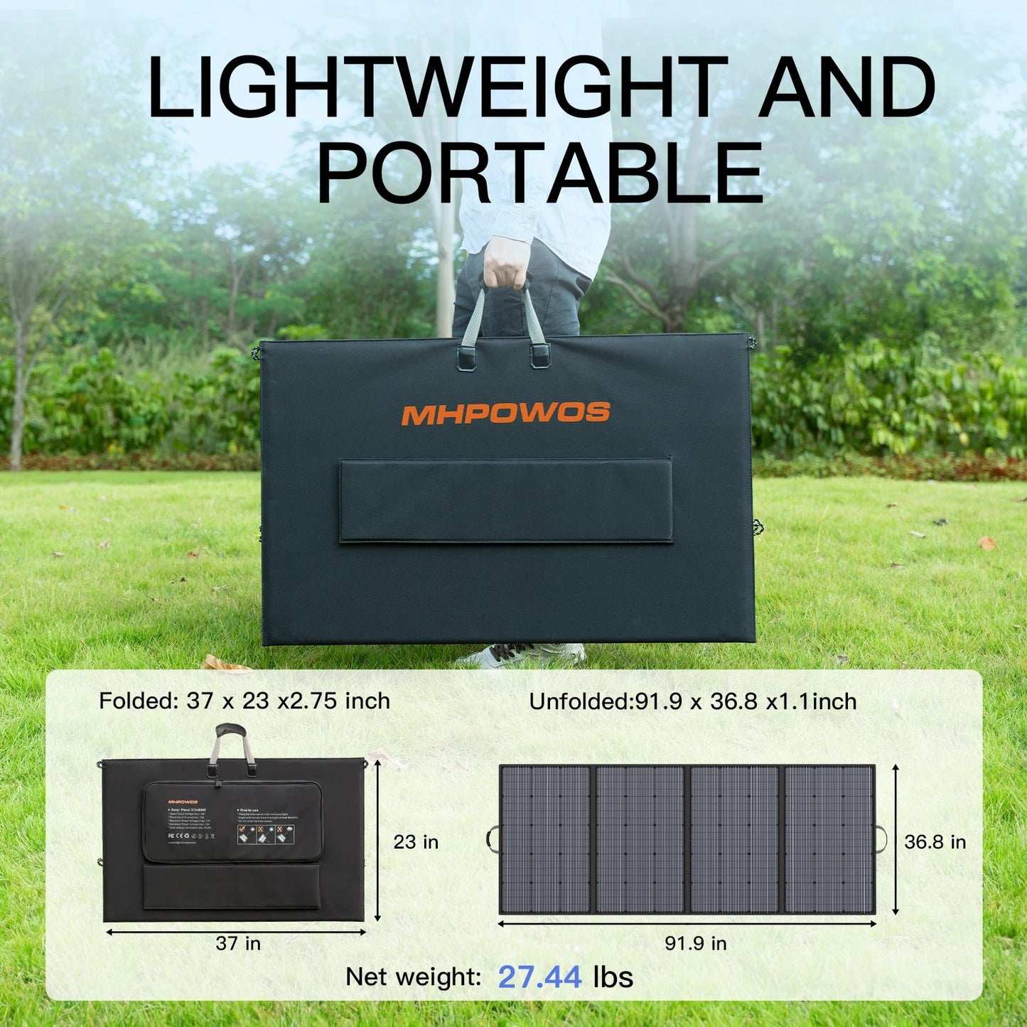MHPOWOS 400W Portable Solar Panel, Lightweight Foldable Solar Panels with an Adjustable Kickstand, IP67 Waterproof Solar Charger    Home Decor Supply | Online Retail | ShoreShopper.com