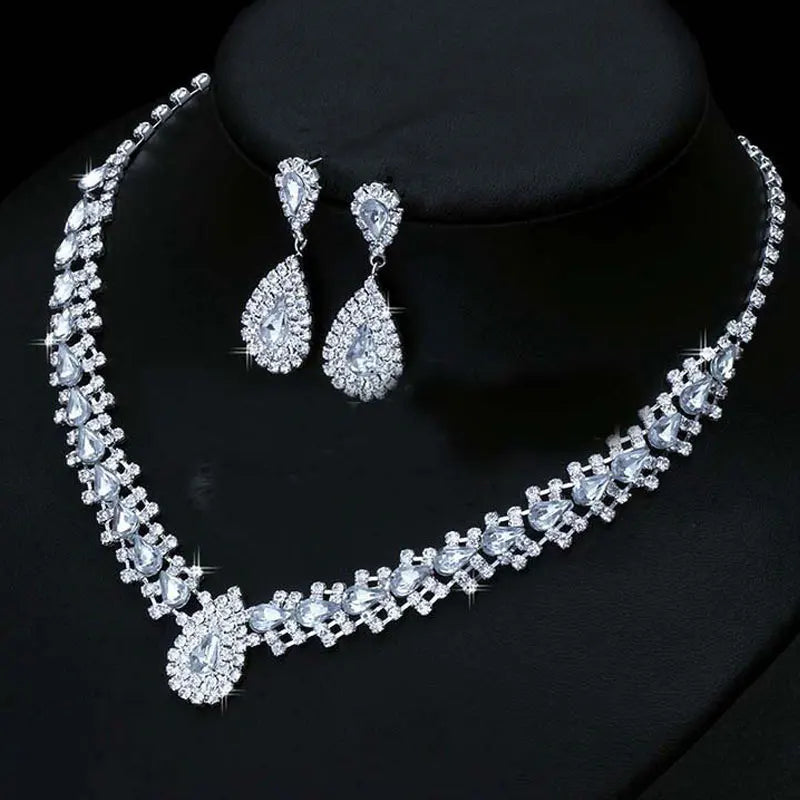 Luxurious Wedding Jewelry Sets for Bridal Bridesmaid Jewelery Drop Earring Necklace Austria Crystal Wholesale Gift    Home Decor Supply | Online Retail | ShoreShopper.com