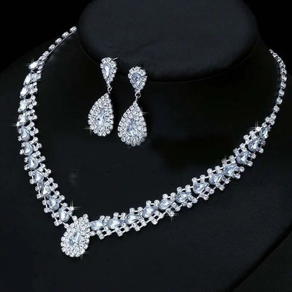 Luxurious Wedding Jewelry Sets for Bridal Bridesmaid Jewelery Drop Earring Necklace Austria Crystal Wholesale Gift    Home Decor Supply | Online Retail | ShoreShopper.com