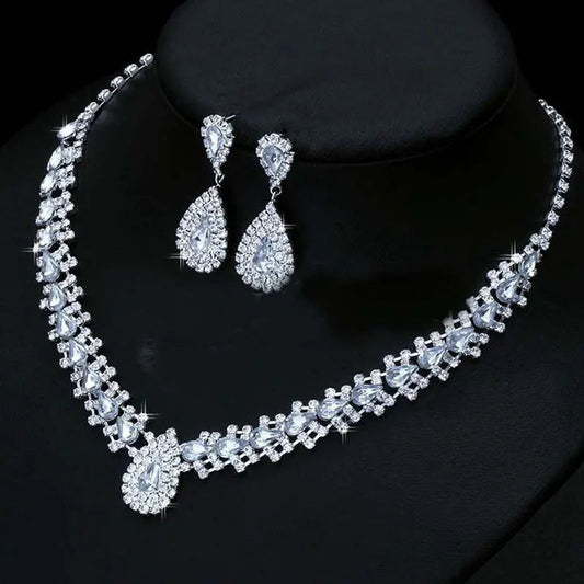 Luxurious Wedding Jewelry Sets for Bridal Bridesmaid Jewelery Drop Earring Necklace Austria Crystal Wholesale Gift    Home Decor Supply | Online Retail | ShoreShopper.com