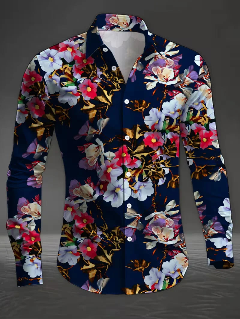 Luxury Floral Leopard Print Button-Down Shirt - Long Sleeve Paisley Business Casual Top    Home Decor Supply | Online Retail | ShoreShopper.com