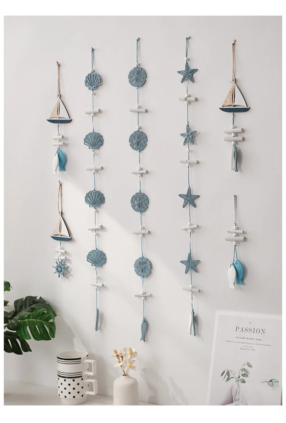 Wall Hanging Hand Made Mediterranean Starfish Hung Fish Nautical Decor Hang Wood Marine Pendant for Home Decoration קישוטי קיר    Your Coastal Marketplace | Shoreshopper.com
