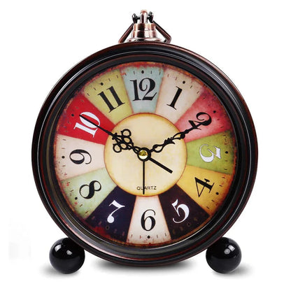 Vintage Hangable Battery Alarm Clock Metal Night Light Super Silent Table Desk Quartz Clock Time For Bedroom Bedside Desk Shelf    Home Decor Supply | Online Retail | ShoreShopper.com