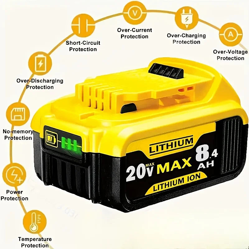 For Dewalt 20V 8.4Ah Battery Pin DCB205 Hand Drill Electric Tool 18650 Lithium Battery Power Battery DCB206-2 DCB205-2 DCB205    Home Decor Supply | Online Retail | ShoreShopper.com
