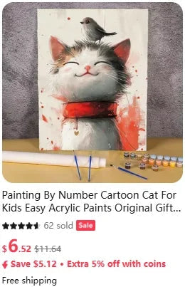 Canrichshop Black Cat Adult Paint by Number,Funny Bathing Cat Adults' Paint-by-Number Kits, Adults Beginners Unframed    Home Decor Supply | Online Retail | ShoreShopper.com