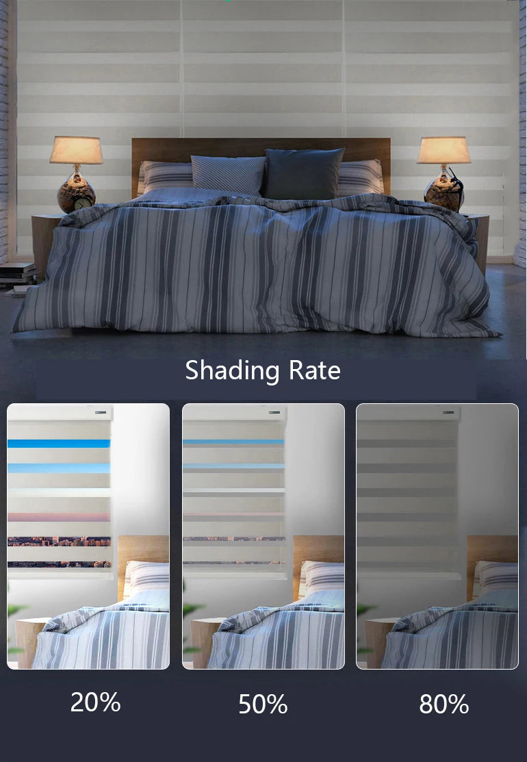 Decopedia Custom Made Zebra Blinds for Windows Motorized Roller Blinds Blackout Day and Night Window Blinds for Sliding Door - ShoreCo.Shop