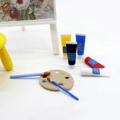 1/12 Dollhouse Draw Room Art Supplies Decoration Dolls House Accessories Mini Pigment Tube Paint Brush Palette Model Dollhouse    Home Decor Supply | Online Retail | ShoreShopper.com