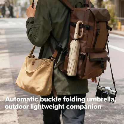 Carabiner Clip, Portable, Hands-free, Automatic Folding Umbrella. Features Reinforced Thickened Windproof Ribs and Canopy