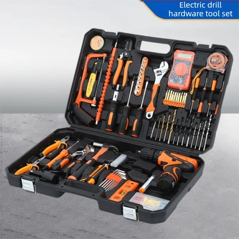 160/136/115/63 PC Lithium Drill Household Multifunctional Hardware Tool Manual Daily Electrician Woodworking Maintenance Toolbox - ShoreCo.Shop