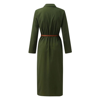 Womens Lace Up Tunic Dresses Summer Streetwear Long Sleeve Shirt Dresses With Belt casual Solid Color Linen Maxi Dress for women    Home Decor Supply | Online Retail | ShoreShopper.com