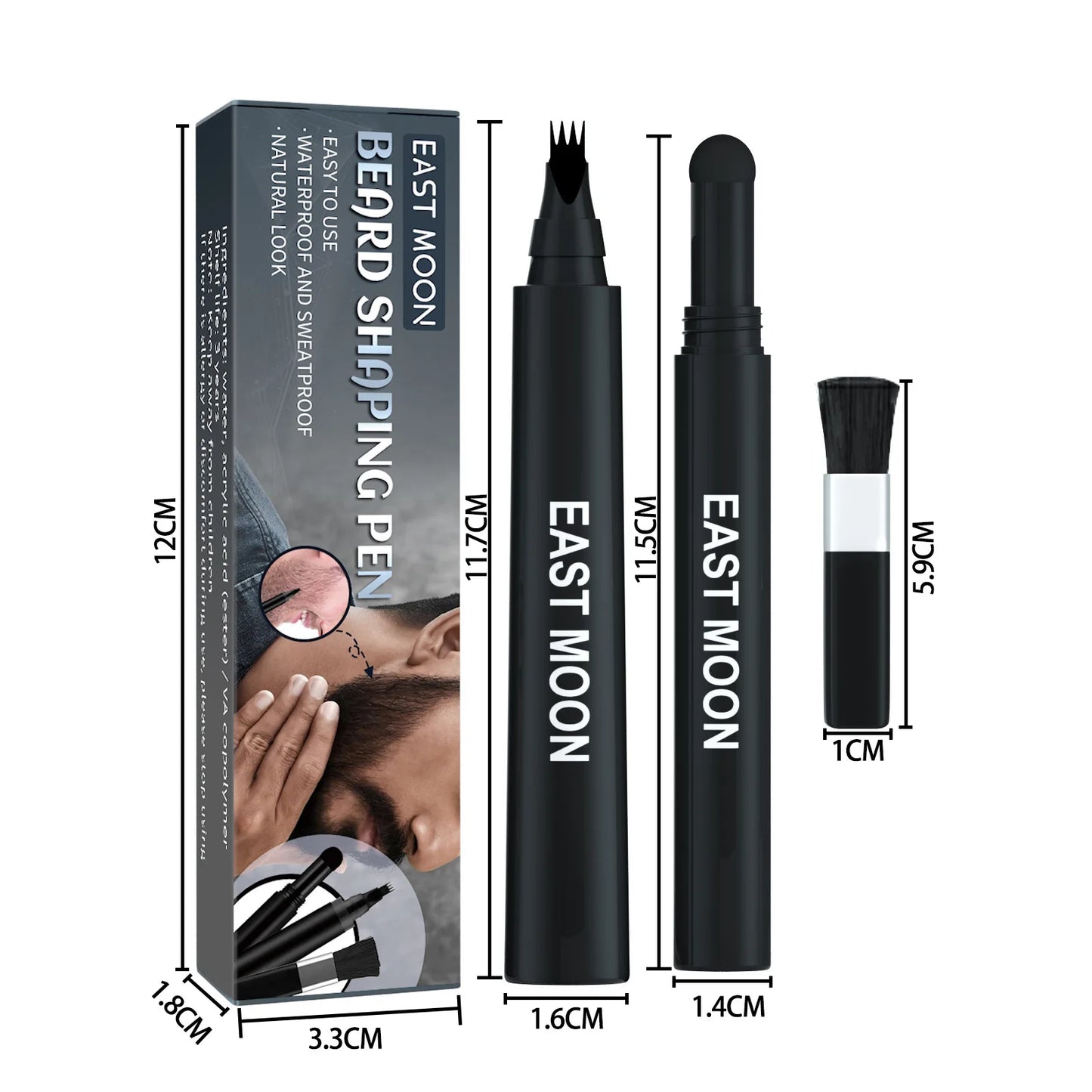Waterproof Beard Pen Brush Beard Enhancer Lasting Hair Line Cover Repair Moustache Coloring Shaping Tools Beard Filler Pencil - ShoreCo.Shop