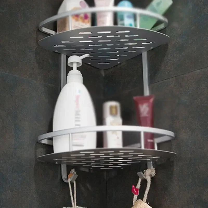 Bathroom Shelf Screws Fixed Durable Aluminum 2 Tiers Shower Shelf Kitchen Storage Holder Shampoo Soap Cosmetic Organizer Shelf    Home Decor Supply | Online Retail | ShoreShopper.com
