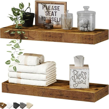 Solid Wood Solid Wooden Floating Shelves Wall Mounted Storage Rack Wall Mounted Bookshelf Floating Design Book Shelf    Home Decor Supply | Online Retail | ShoreShopper.com