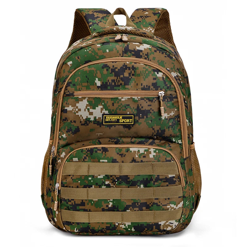Camouflage large-capacity backpack - adjustable shoulder strap, outdoor theme style, zipper closure, ideal for hiking - ShoreCo.Shop