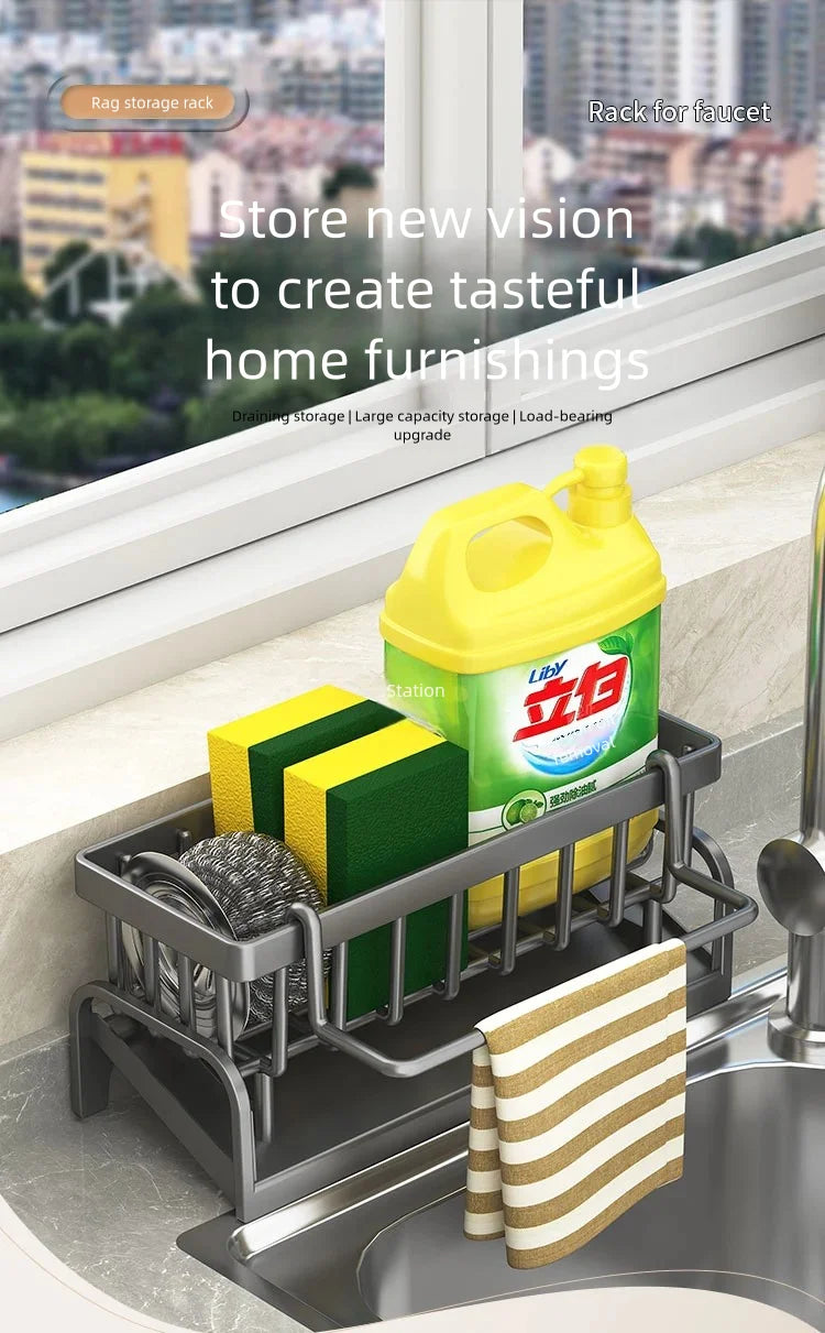 Kitchen Spice Storage Shelf with Drainage Rack, Installation Sink Organizer, Tap-Mounted Shelf for Home Kitchen Accessories    Home Decor Supply | Online Retail | ShoreShopper.com