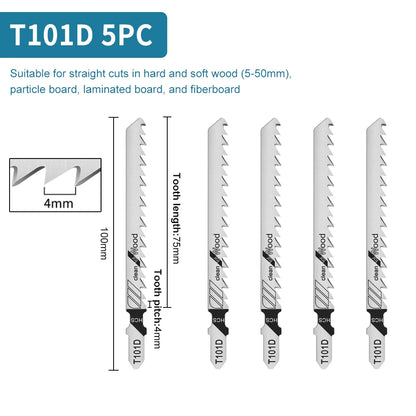 Jigsaw Blades Set T-Shank Jig Saw Blades for Wood Plastic and Metal Cutting Compatible as Bosch/DEWALT/RYOBI/One+/Makita - ShoreCo.Shop