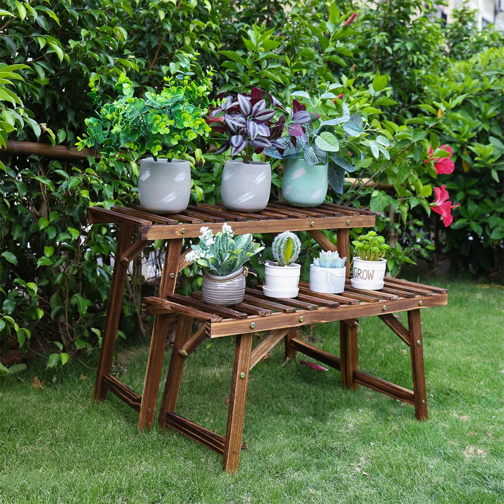 Large 3 Tier Step Plant Stand Wood Ladder Shelf Garden Display for Patio Indoor Outdoor Flower Pot Shelf    Home Decor Supply | Online Retail | ShoreShopper.com