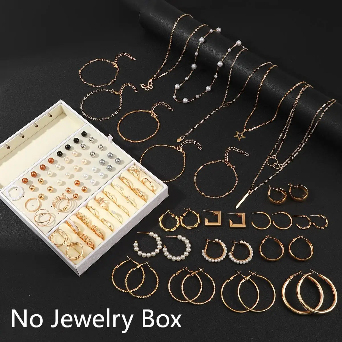 92Pcs Women's Fashion Jewelry Set Contain Hoop Earrings、Stud Earrings、Bracelet、Necklace and Ring，Versatile Daily Jewelry    Home Decor Supply | Online Retail | ShoreShopper.com