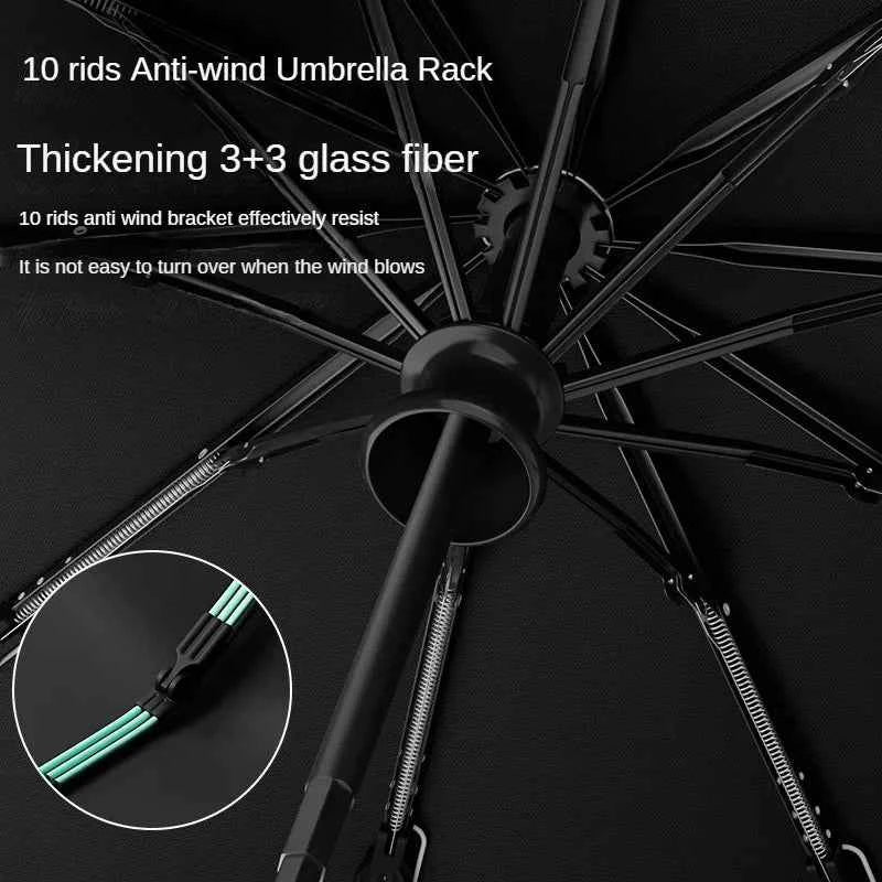 Mechanical handle umbrella, widened strap umbrella, automatic umbrella, large, sturdy, wind resistant, men's minimalist umbrella