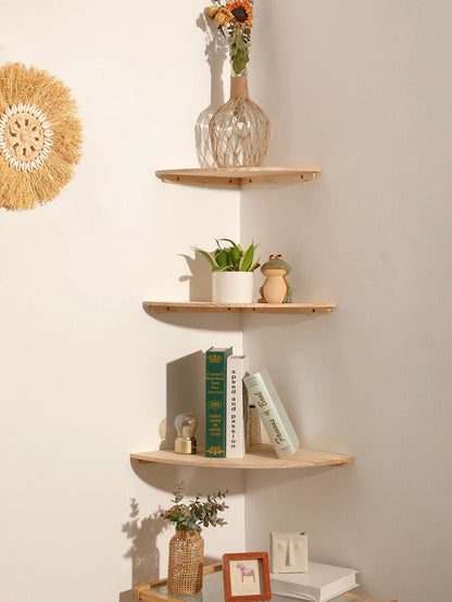 Scalloped Corner Shelves Floating Wall Shelf Storage Rack Wooden Wall Decor Bedroom Living Room Kitchen  Home Decorations Ledge    Home Decor Supply | Online Retail | ShoreShopper.com
