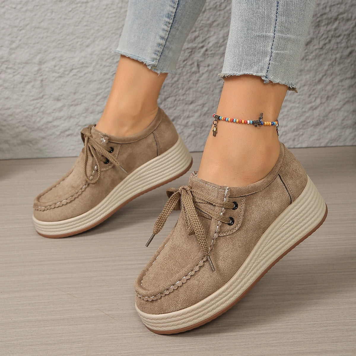 Women's Sports Shoes Spring Autumn Fashion Platform Sneakers Lace-up Round Toe Wedges Casual Comfortable Women's Shoes    Your Coastal Marketplace | Shoreshopper.com