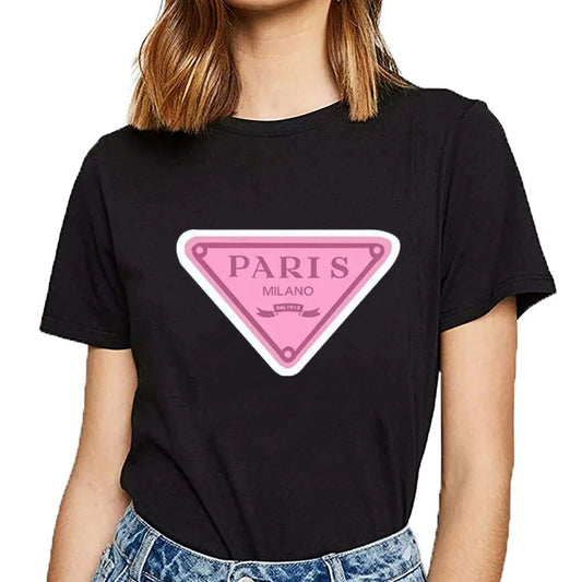 Fashion Paris Printed Short Sleeved Shirt Women Hip Hop Casual T-shirt Short Sleeved Round Neck Casual Top Autumn and Winter    Home Decor Supply | Online Retail | ShoreShopper.com