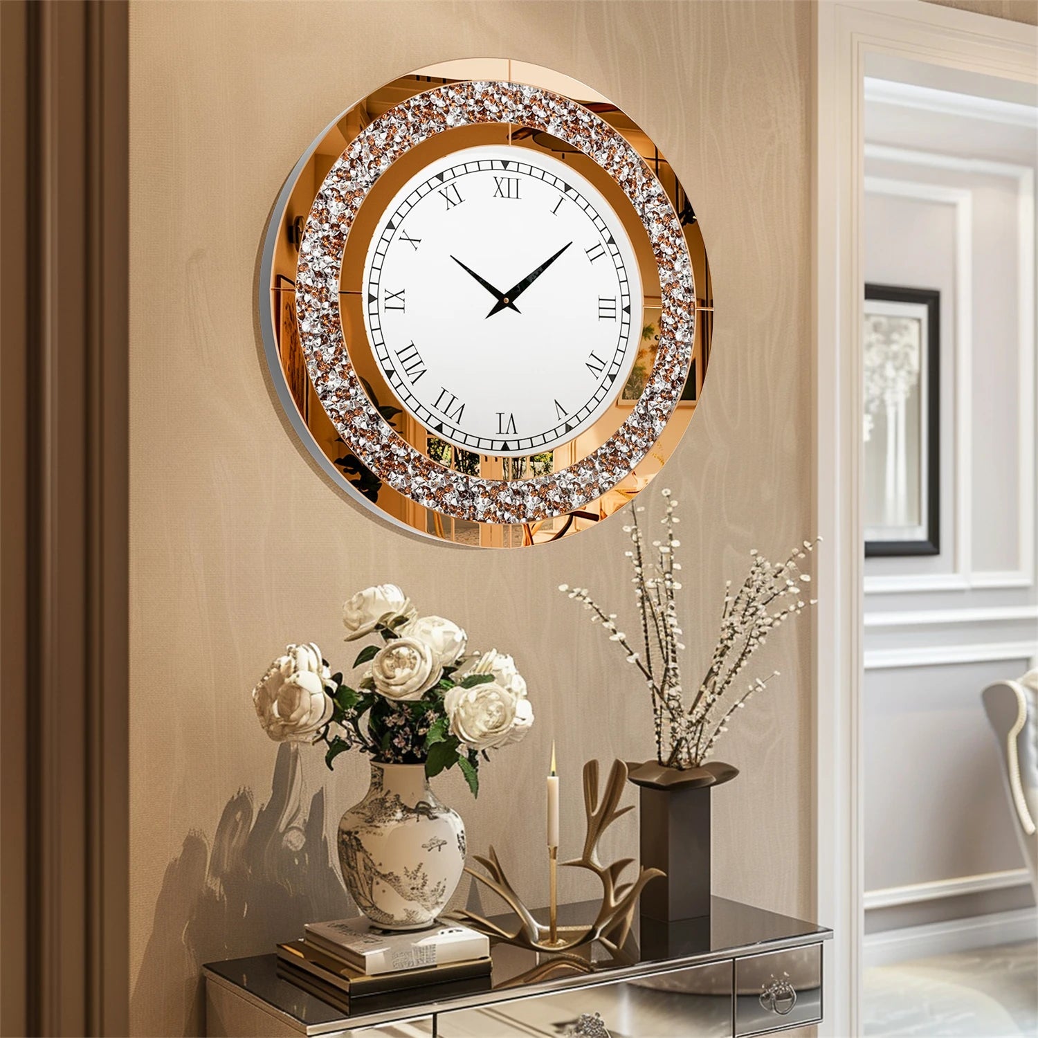 Sparkle & Twinkle Shining Mirrored Luxurious Home Modern Wall Clock 23" or 31"    Home Decor Supply | Online Retail | ShoreShopper.com