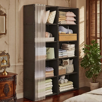 6 Layers Simple Wardrobe Portable Clothes Toys Organizer Dustproof Double Row High Capacity Partition Bookshelf Bedroom Cabinet    Home Decor Supply | Online Retail | ShoreShopper.com