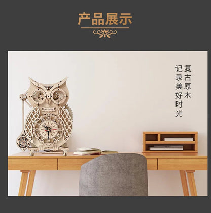 Wooden Puzzle 3D Owl Clock Model Building Kits Creative DIY Wall Clock Mechanical Retro Pendulum Clock Assembly Toy for Adults    Home Decor Supply | Online Retail | ShoreShopper.com