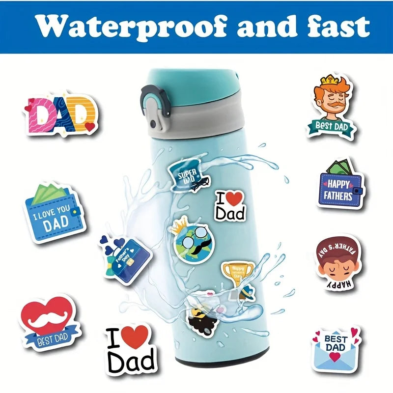 50Pcs Father's Day Stickers Cartoon Creative Waterproof Stickers for Dad Perfect for Decorating Journals for Your Dearest Father    Your Coastal Marketplace | Shoreshopper.com