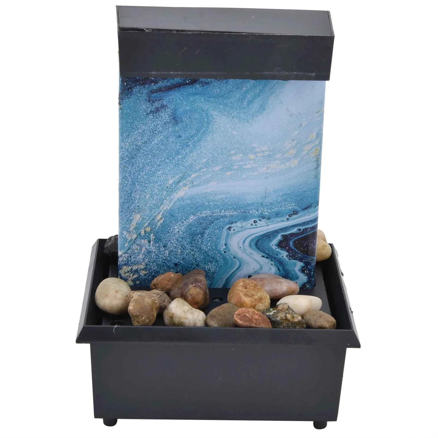 3V USB Marble Water Fountain Ornaments LED Tabletop Fountain with Stones for Home Office Table Decoration Desktop Water Fountain