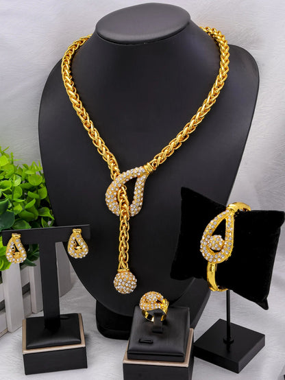 Dubai 24K Gold Plated Gold Women Jewelry Sets Classic Design Necklace Earrings Charm Bracelet Ring Banquet Party Jewelry    Home Decor Supply | Online Retail | ShoreShopper.com