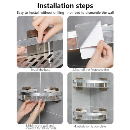 Bathroom Shelves Wall Mounted Non perforated Bathroom Shelf Shower  Storage Shelf  Kitchen Organizer  Bathroom Corner Shelf    Home Decor Supply | Online Retail | ShoreShopper.com