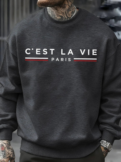 C'Est La Vie Paris Prints Man Sweatshirt Casual Loose Sportswear Hip Hop Fashion Pullovers Fleece Soft Clothing Crewneck Tops    Home Decor Supply | Online Retail | ShoreShopper.com