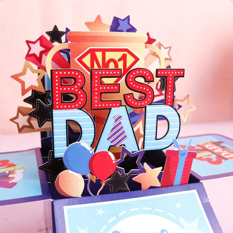 1pc, Father'S Day, Pop-Up Greeting Card Box for Dad'S Birthday, Best Dad Folded 3D Craft Surprise Gift Card for Father'S Day    Your Coastal Marketplace | Shoreshopper.com